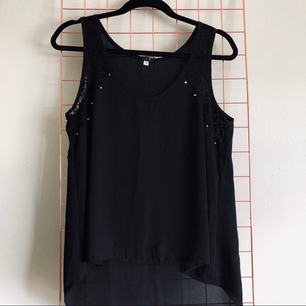 shine on you | Black Studded Detail Top